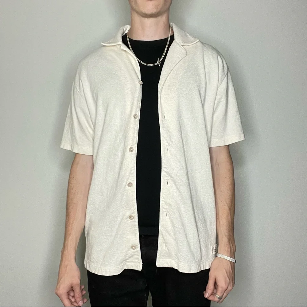 Zara short sleeve button down shirt camp collar - Picture 2 of 7